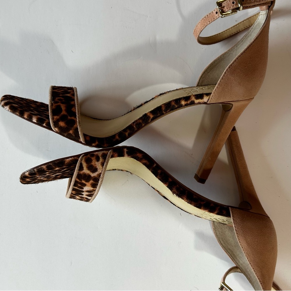 Vince Camuto NWOT Lauralie Real Cow Hair Fur Pump Sandals Leopard Size 7.5 - Picture 14 of 15